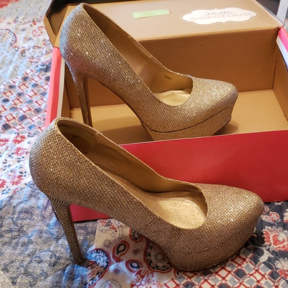 Sparkly gold shoes